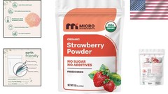 Rich Organic Strawberry Powder, Freeze-Dried 1 lb | Easy to Use for Any Recipe