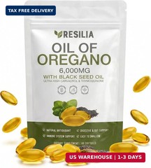 Resilia Softgels with Black Seed Oil 6000Mg – Organic Oregano Oil Capsules