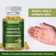 Soursop GRAVIOLA EXTRACT 1000mg 60days Guanabana Annona Antioxidant 120 capsules
