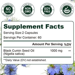Black Seed Oil Capsules – 100% Pure Organic COLD PRESSED Cumin Nigella Sativa