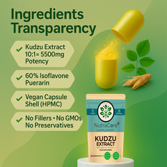 KUDZU Root Extract Caps 6000mg(60% Isoflavone Puerarin)-HANGOVER Support-180Caps