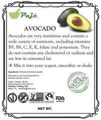 AVOCADO freeze dried powder 8oz 16oz 1lb 32oz 2lb 5lb 10lb 44lb 20kg 25kg PAJE