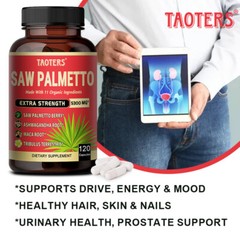 Saw Palmetto 120 Capsules Extract 5300mg Prostate, Hair Loss, Urinary Tract