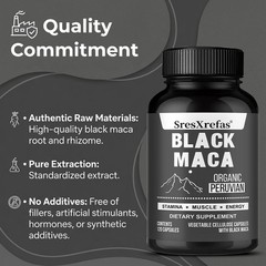 Organic Peruvian Black Maca 900mg For Stamina & Muscle Energy 30/60/120 Capsules