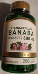 Banaba 600mg Leaf Extract 200 Caps Stand Corosolic Acid 0.6mg Lagerstroemia