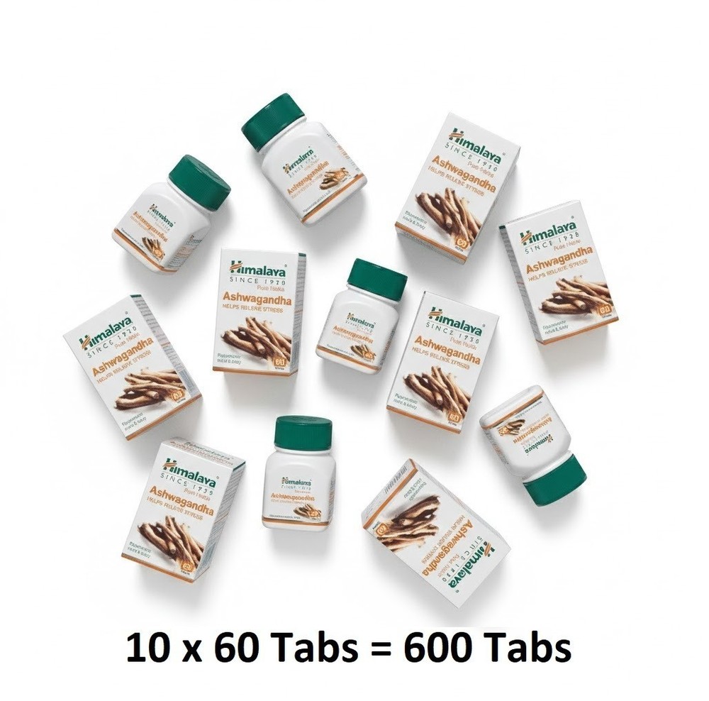 10 X Himalaya Wellness Pure Herbs Ashvagandha (60 Tablets Each) = 600 Tabs