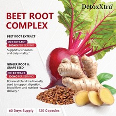Organic Beet Root Grape Seed Supports Blood Pressure, Nitric Oxide 120 Capsules