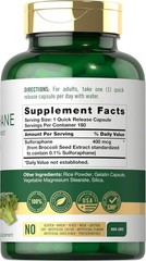 Sulforaphane Broccoli Sprout Extract Capsules | 400 mcg | 180 Count | by Carlyle