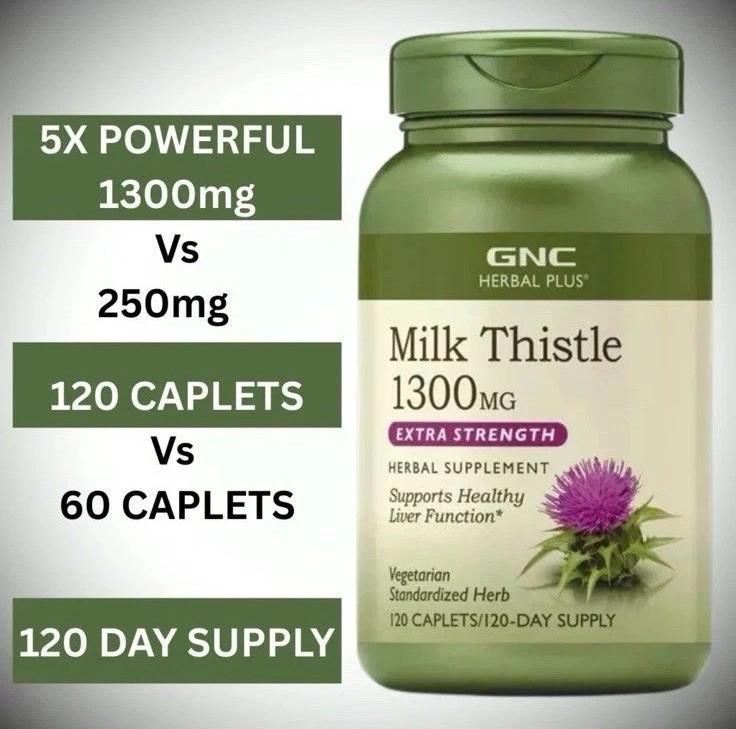 GNC Herbal Plus Milk Thistle 1300mg Extra Strength 120