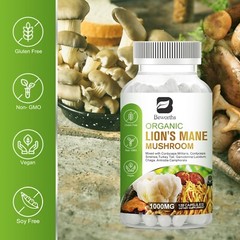 1000Mg Organic Lions Mane Mushroom Nootropic Brain Memory Focus Immune Support