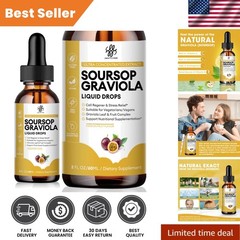 Passion Fruit Flavor Soursop Graviola Liquid Drops – Antioxidant Rich 2 Fl Oz