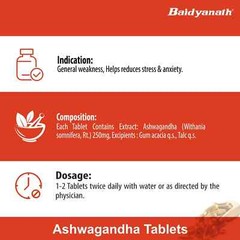 Baidyanath Ashwagandha-General Wellness Tablets (60 Tab) Rejuvenates Mind & Body