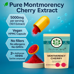 Montmorency Tart Cherry Capsules-5000mg(2%Anthocyanins)Muscle &Sleep Aid-180Caps