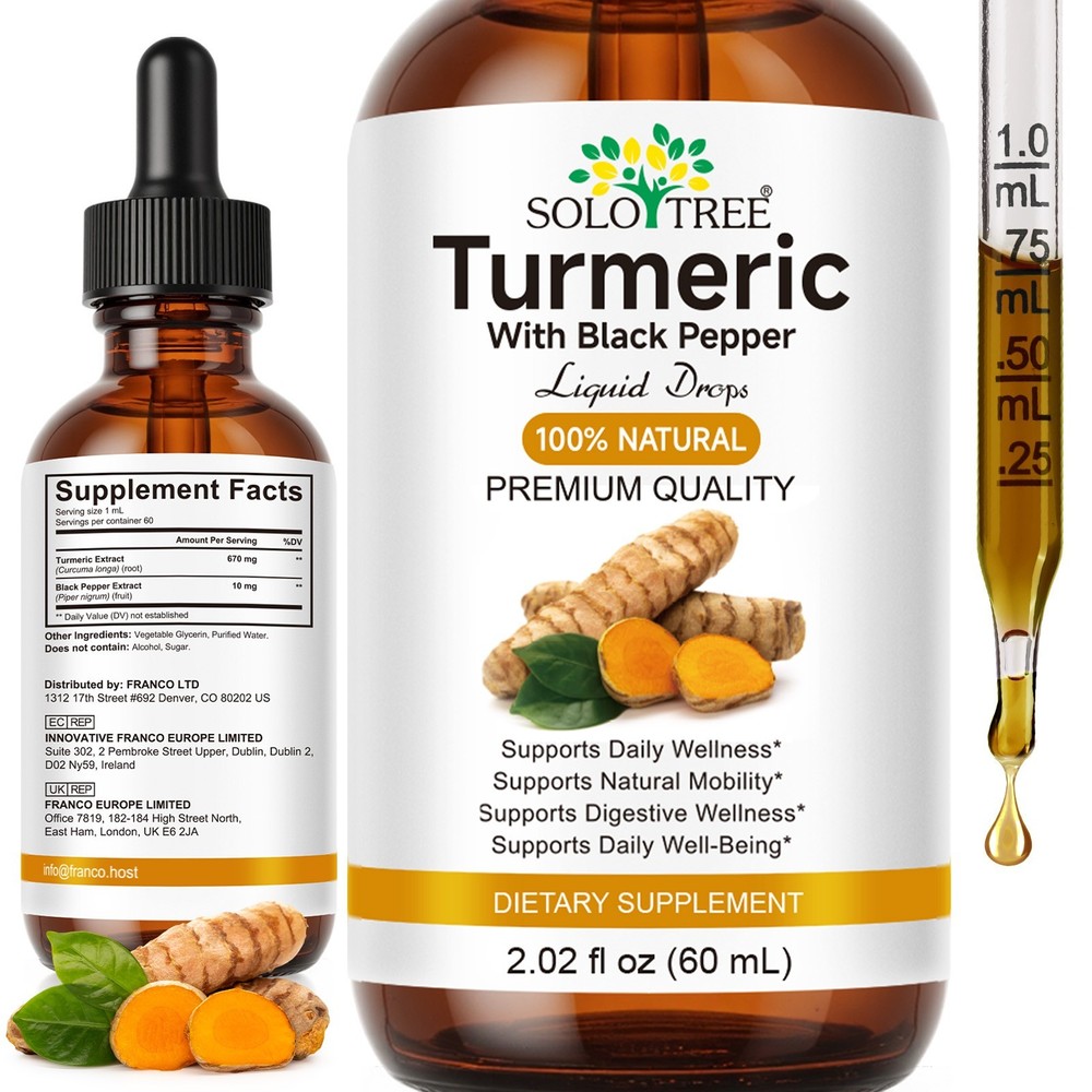 Turmeric Curcumin with Black Pepper Drops – Organic Turmeric Supplement Drops