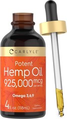 Hemp Seed Oil 925000 mcg | 4Fl Oz | with Omega 3 6 9 | by Carlyle