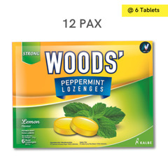 WOODS LEMON Peppermint Lozenges Sore Throat Health Freshens Breathing Relax 12X