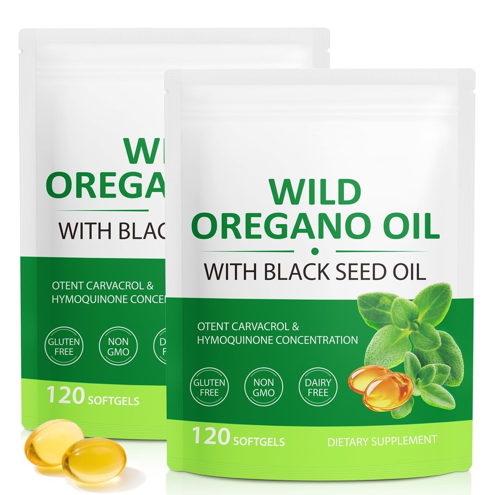 Oil of Oregano Softgels, 2 in 1 Oil of Oregano with Black Seed Oil 240 Count,…