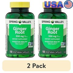 2 Pack Spring Valley Ginger Root Dietary Supplement Capsules 550 Mg 100 Count
