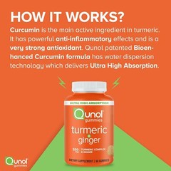 Qunol Turmeric and Ginger Gummies, Gummy with 500mg 60 Count (Pack of 1)