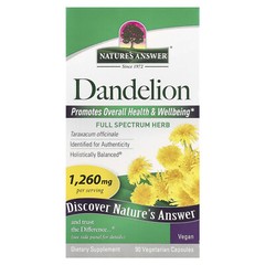 Nature’s Answer, Dandelion, 1,260 mg, 90 Vegetarian Capsules Vegan, Kosher Parve