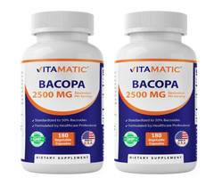 Bacopa Monnieri 2500mg Whole Plant 2X180 Caps Non GMO/No Gluten Made in the USA