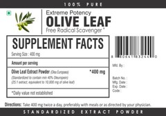Olive Leaf Extract Powder 40% Oleuropein (10,000 mg eq) STRONGEST Immune Support