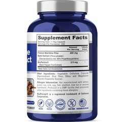 NusaPure French Maritime Pine Bark Extract 400mg per Veggie Caps 200-Day