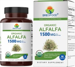 Brieofood Organic Alfalfa 1500mg, 45 Servings, Vegetarian, Gluten Free, 90…