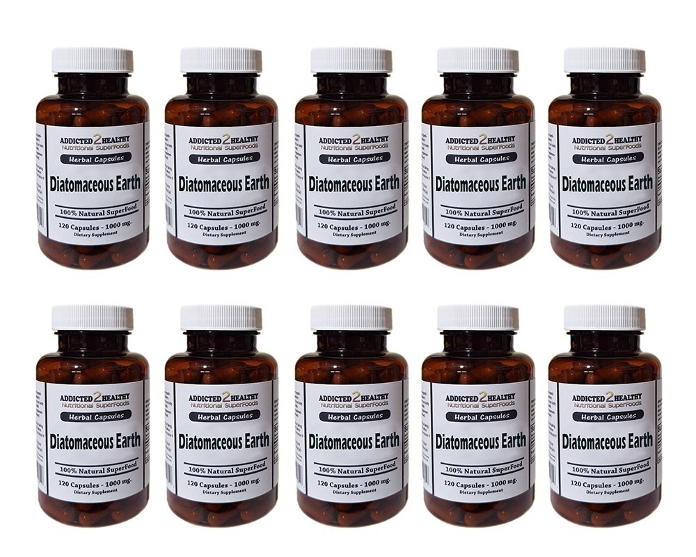 120 Diatomaceous Earth Capsules (Lot of 10) – Internal Cleanse,Silica,Detox