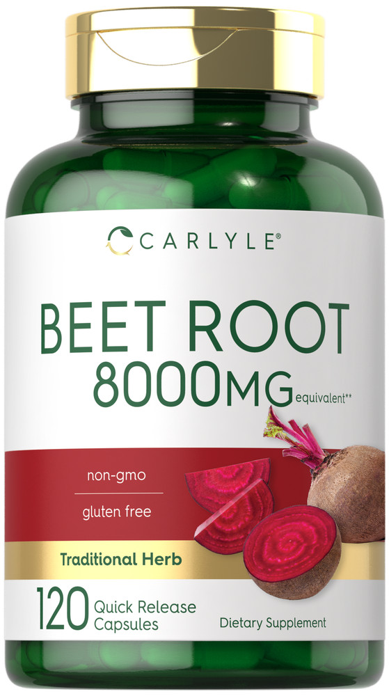 Beet Root Capsules | 8000mg | 120 Count | Non-GMO, Gluten Free | by Carlyle