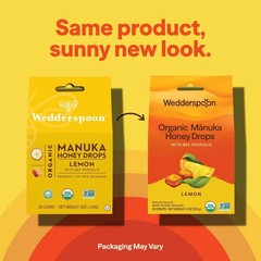 Wedderspoon Organic Manuka Honey Drops Lemon with Bee Propolis 4 oz