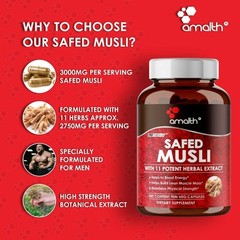 Safed Musli Extract Chlorophytum Borivilianum with 11 Herbs 5750mg 90 Capsules