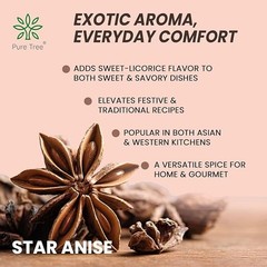 Organic Whole Anise Stars 100% Pure, Non-GMO Illicium Verum, Culinary & Digest