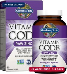 Garden of Life Zinc Supplements 30mg High Potency Raw Zinc and Vitamin C Multimi