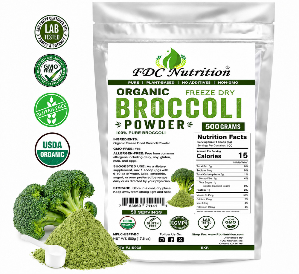 Organic Broccoli Powder Freeze Dried 500g Pure Non GMO Vegan Gluten Free