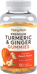 Turmeric and Ginger Gummies | 90 Count | Vegan, Non-GMO | by Piping Rock
