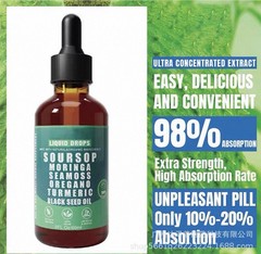 Soursop Liquid Drops – Sea Moss, Moringa, Oregano, Turmeric, Black Seed Oil