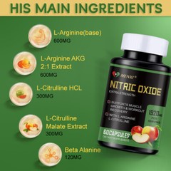 Nitric Oxide Booster Supplement L-Arginine 1920mg Highest Potency Muscle Pump