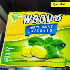WOODS LEMON Peppermint Lozenges Sore Throat Health Freshens Breathing Relax 12X