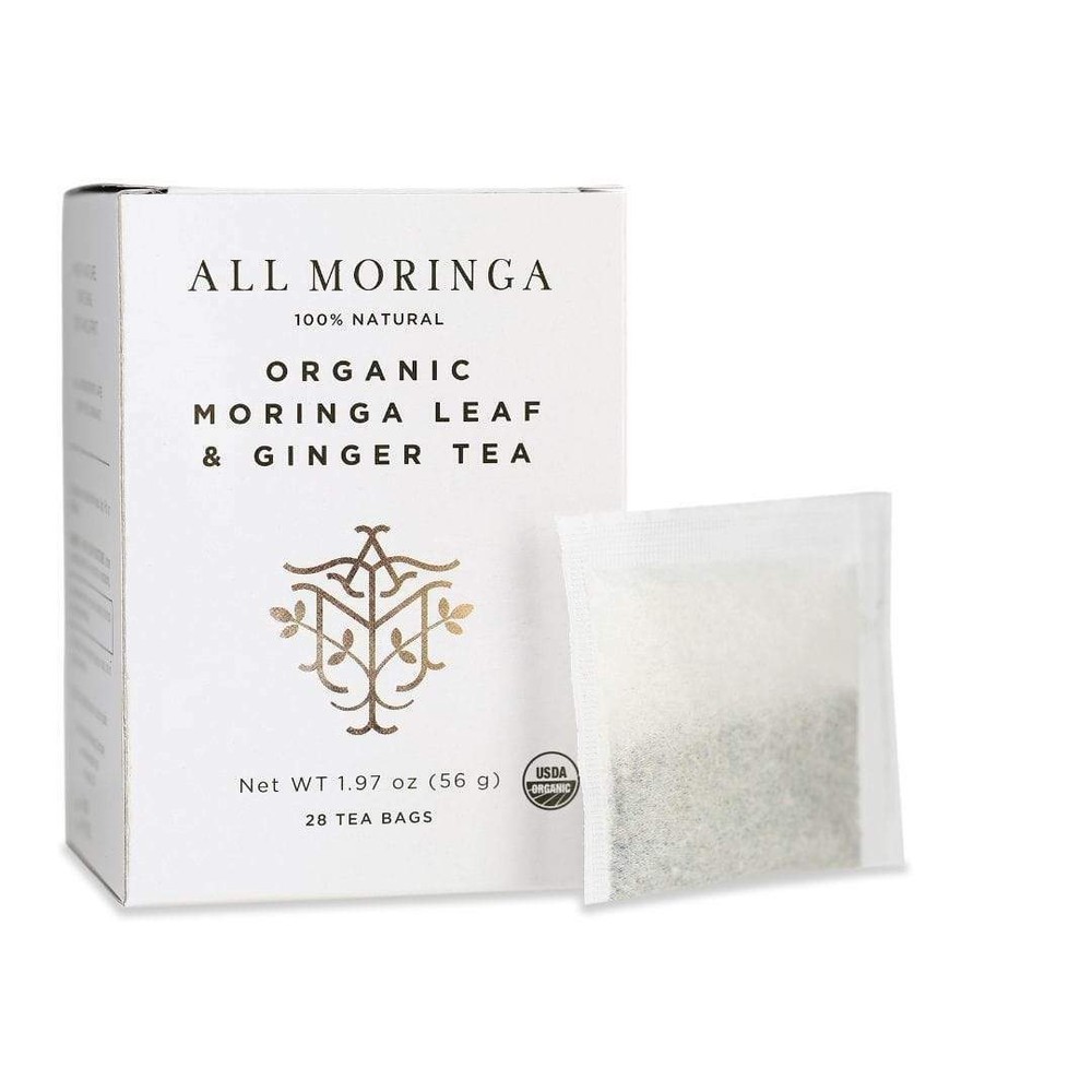 Premium Organic Moringa Leaf and Ginger Herbal Tea USDA Certified 28 Tea Bags