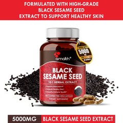 Black Sesame Seed Extract 5000mg Capsules – 90 Count – Supports Healthy Skin