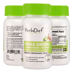 Panax Ginseng Gikgo Biloba & Gotu Kola Centella Capsules Cognitive Energy Memory