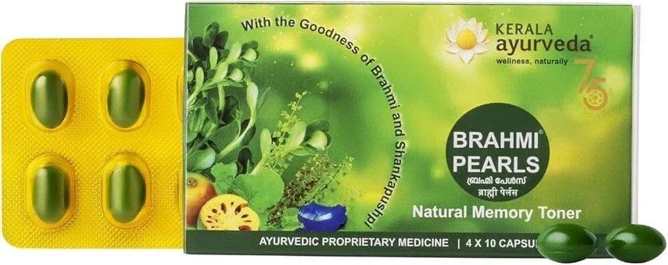Kerala Ayurveda Brahmi Pearls (40 Capsules) Herbal Ayurvedic Memory Wellness z91