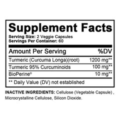 Turmeric Curcumin With Black Pepper For Joint Health Gluten Free 30/60/120 Caps