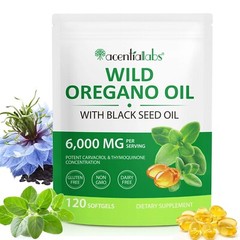 Oil of Oregano Softgels 6000mg + Black Seed Oil 120 Caps 6000mg Carvacrol Immune
