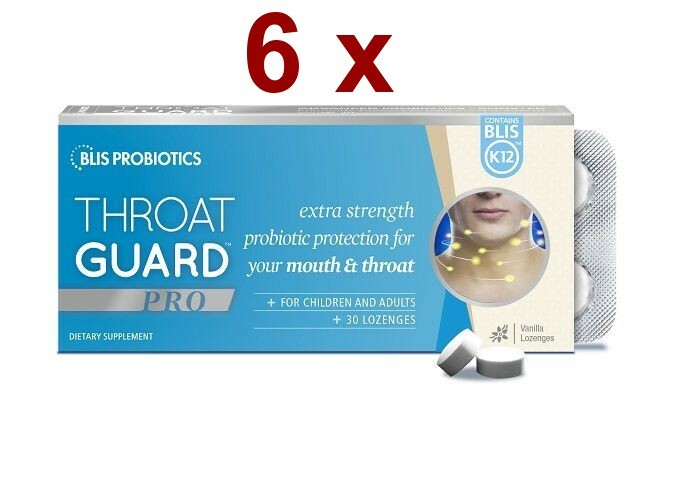 6 x Blis K12 Throat Guard PRO Probiotic Lozenges Vanilla – 30 EXTRA STREINGHT