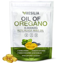 Resilia Softgels with Black Seed Oil 6000mg – Organic Oregano Oil Capsules fo…