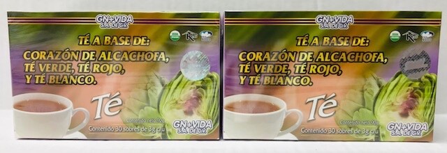 2 PACK Te de Alcachofa Detox Tea GN+Vida ORIGINAL Artichoke Green Tea and More