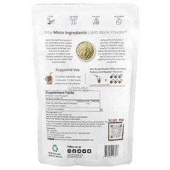 ORIGINAL Micro inggredients Organic Lion’s Mane Powder 1 lb (454 g) EXP. 08/2026