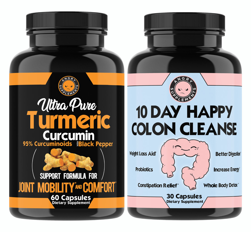 Natural Anti-Inflammatory Ultra Pure Turmeric and 10 Day Happy Colon Cleanse 2Pk